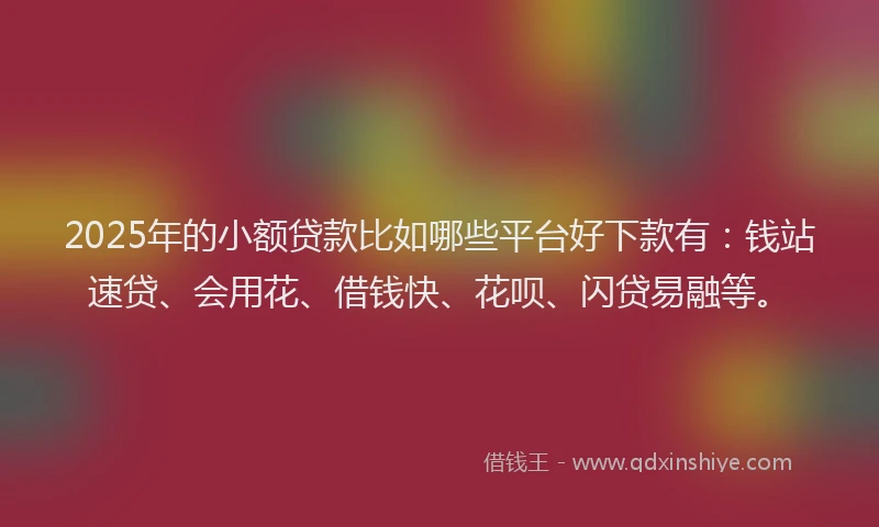2025年的小额贷款比如哪些平台好下款有：钱站速贷、会用花、借钱快、花呗、闪贷易融等。