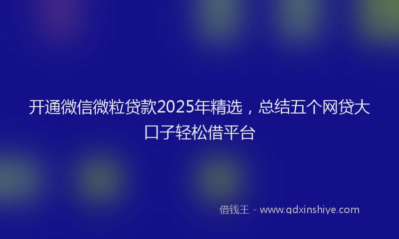 开通微信微粒贷款2025年精选，总结五个网贷大口子轻松借平台