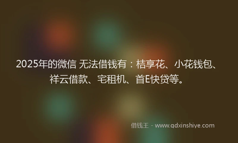 2025年的微信 无法借钱有：桔享花、小花钱包、祥云借款、宅租机、首E快贷等。