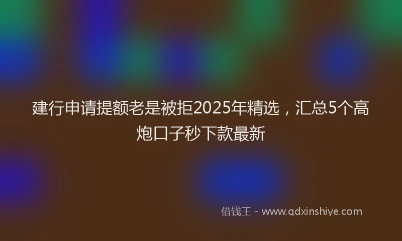 建行申请提额老是被拒2025年精选，汇总5个高炮口子秒下款最新