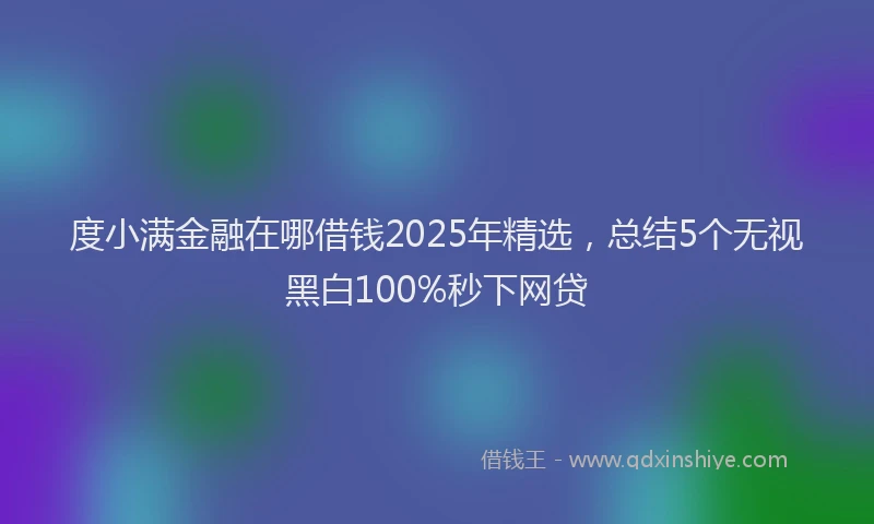 度小满金融在哪借钱2025年精选，总结5个无视黑白100%秒下网贷