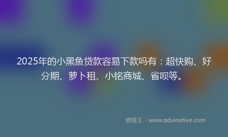 2025年的小黑鱼贷款容易下款吗有：超快购、好分期、萝卜租、小铭商城、省呗等。