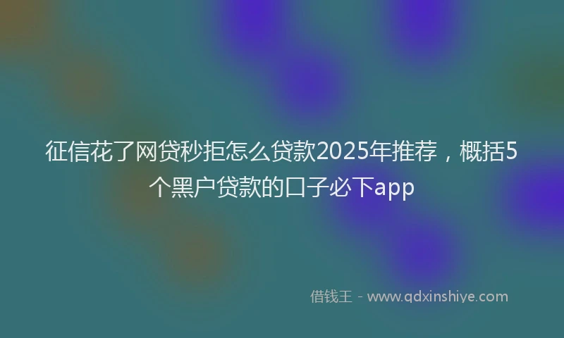 征信花了网贷秒拒怎么贷款2025年推荐，概括5个黑户贷款的口子必下app