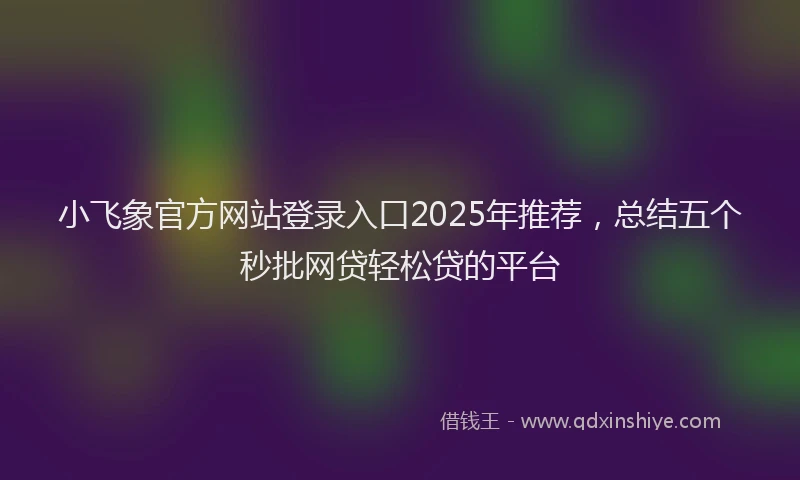 小飞象官方网站登录入口2025年推荐，总结五个秒批网贷轻松贷的平台