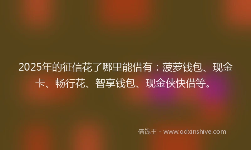 2025年的征信花了哪里能借有：菠萝钱包、现金卡、畅行花、智享钱包、现金侠快借等。