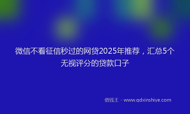 微信不看征信秒过的网贷2025年推荐，汇总5个无视评分的贷款口子