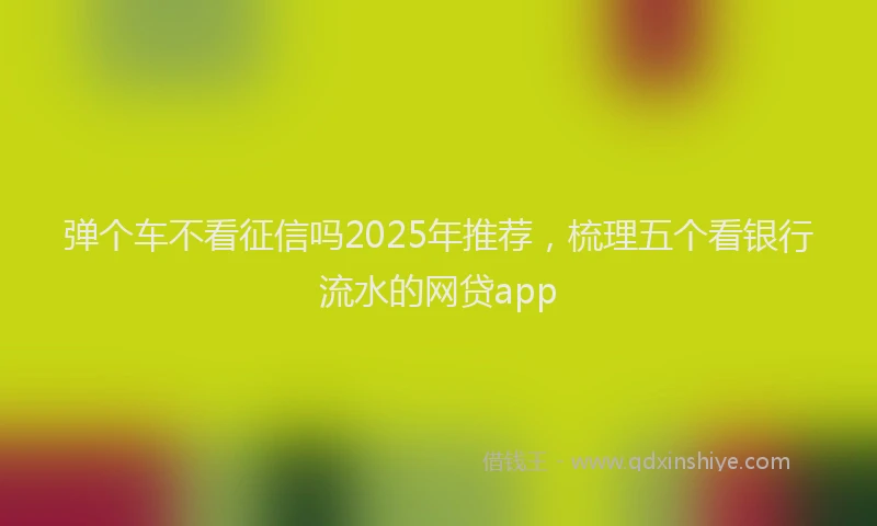 弹个车不看征信吗2025年推荐，梳理五个看银行流水的网贷app