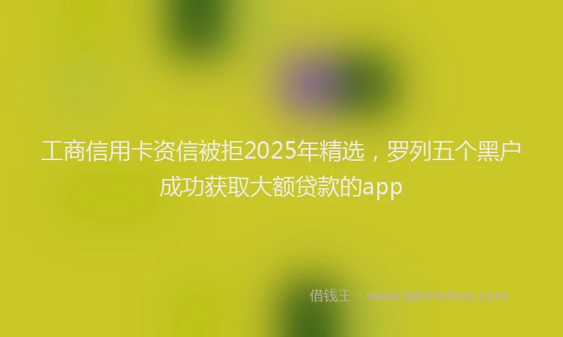 工商信用卡资信被拒2025年精选，罗列五个黑户成功获取大额贷款的app