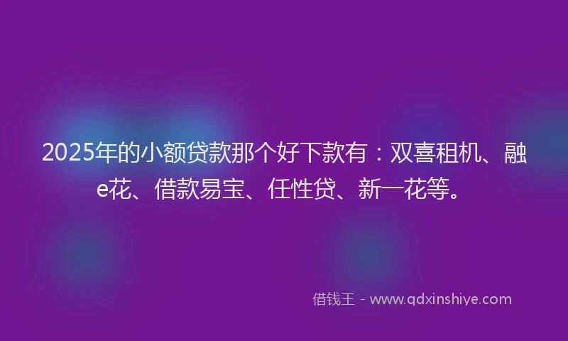 2025年的小额贷款那个好下款有：双喜租机、融e花、借款易宝、任性贷、新一花等。