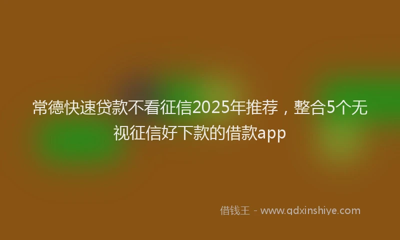常德快速贷款不看征信2025年推荐，整合5个无视征信好下款的借款app