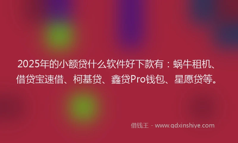 2025年的小额贷什么软件好下款有：蜗牛租机、借贷宝速借、柯基贷、鑫贷Pro钱包、星愿贷等。