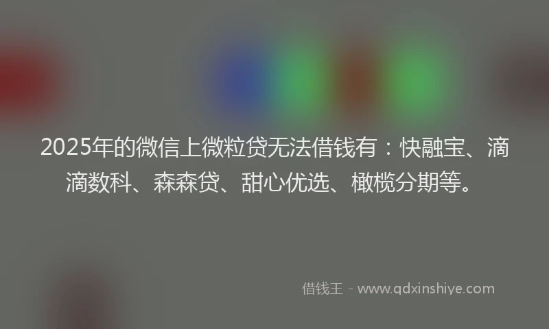 2025年的微信上微粒贷无法借钱有：快融宝、滴滴数科、森森贷、甜心优选、橄榄分期等。