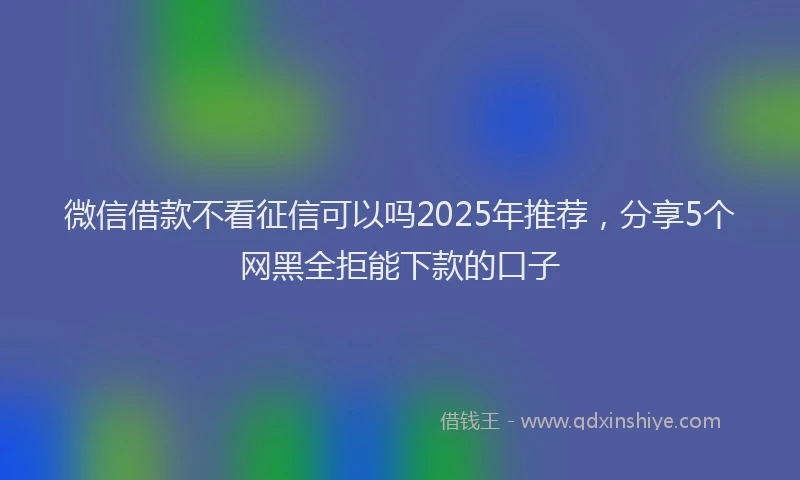 微信借款不看征信可以吗2025年推荐，分享5个网黑全拒能下款的口子