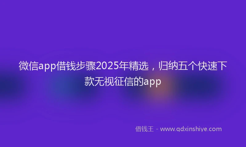 微信app借钱步骤2025年精选，归纳五个快速下款无视征信的app