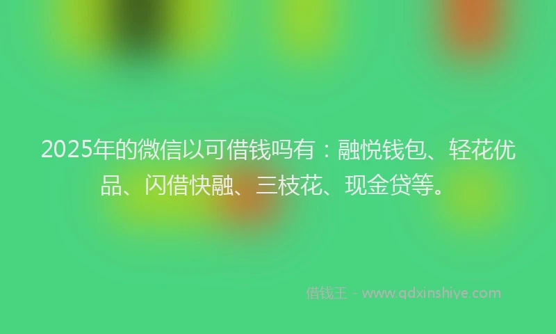 2025年的微信以可借钱吗有：融悦钱包、轻花优品、闪借快融、三枝花、现金贷等。