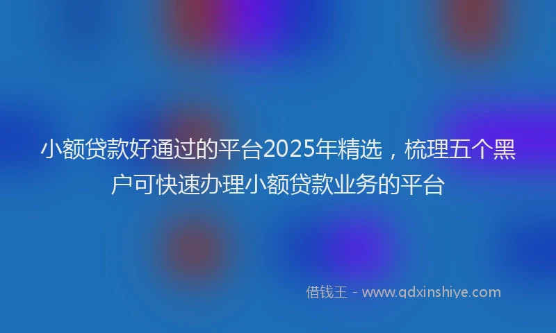 小额贷款好通过的平台2025年精选，梳理五个黑户可快速办理小额贷款业务的平台
