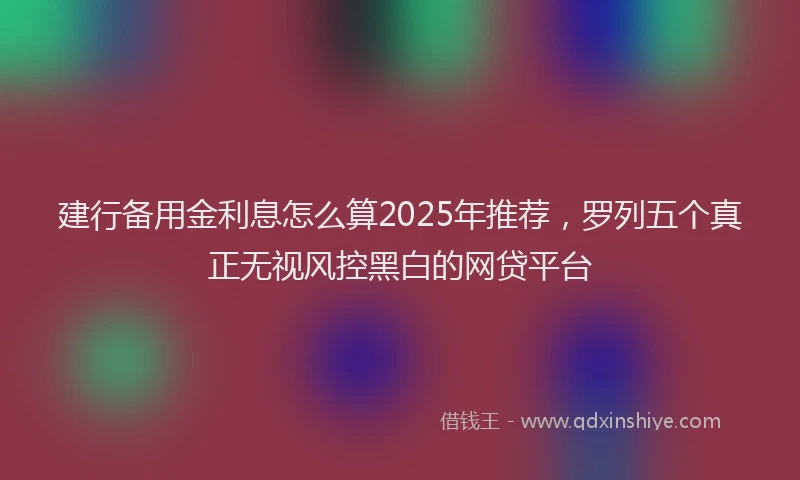 建行备用金利息怎么算2025年推荐，罗列五个真正无视风控黑白的网贷平台