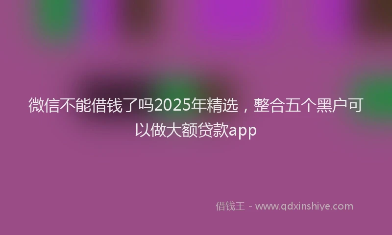 微信不能借钱了吗2025年精选，整合五个黑户可以做大额贷款app