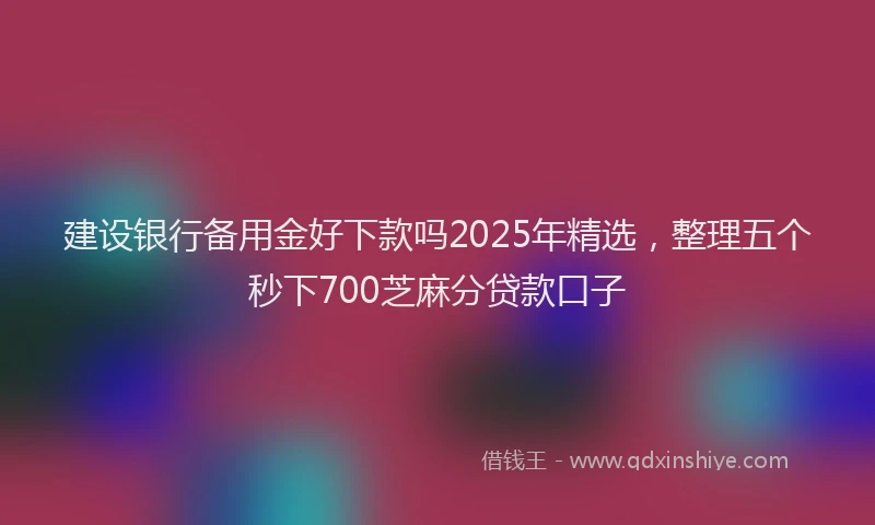 建设银行备用金好下款吗2025年精选，整理五个秒下700芝麻分贷款口子