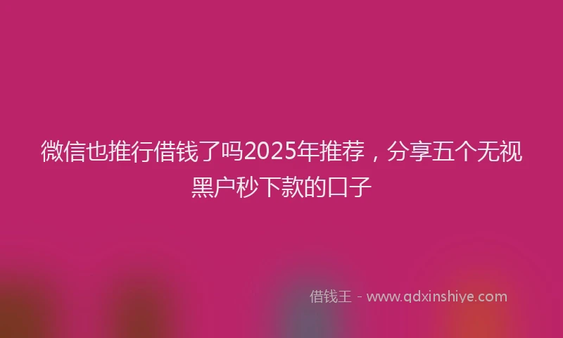 微信也推行借钱了吗2025年推荐，分享五个无视黑户秒下款的口子
