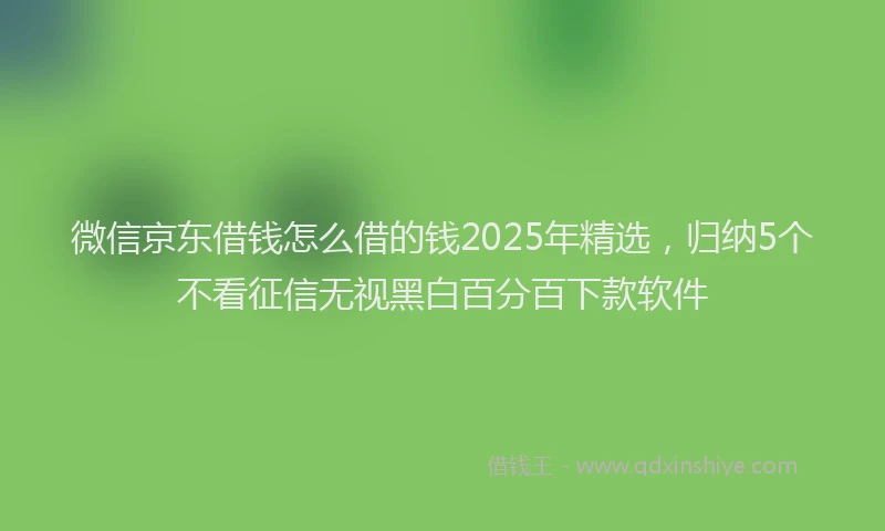 微信京东借钱怎么借的钱2025年精选，归纳5个不看征信无视黑白百分百下款软件