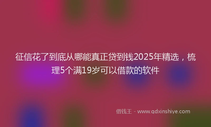 征信花了到底从哪能真正贷到钱2025年精选，梳理5个满19岁可以借款的软件