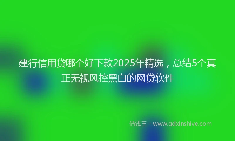 建行信用贷哪个好下款2025年精选，总结5个真正无视风控黑白的网贷软件