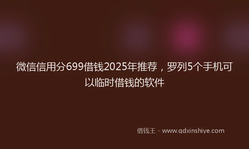微信信用分699借钱2025年推荐，罗列5个手机可以临时借钱的软件
