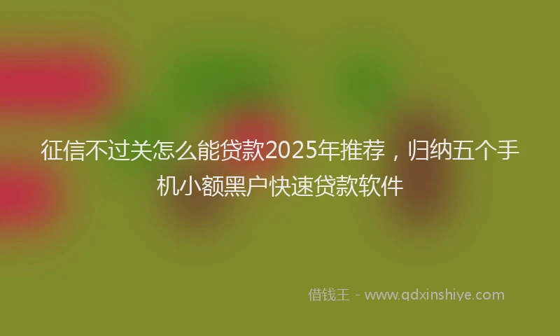 征信不过关怎么能贷款2025年推荐，归纳五个手机小额黑户快速贷款软件