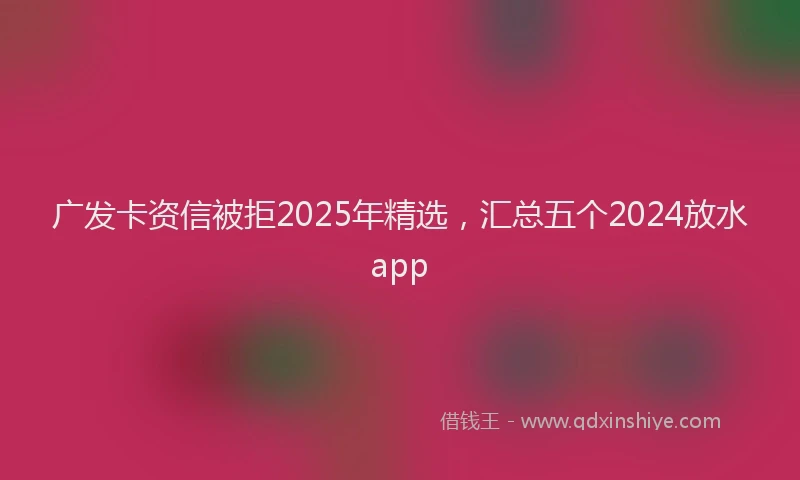 广发卡资信被拒2025年精选，汇总五个2024放水app