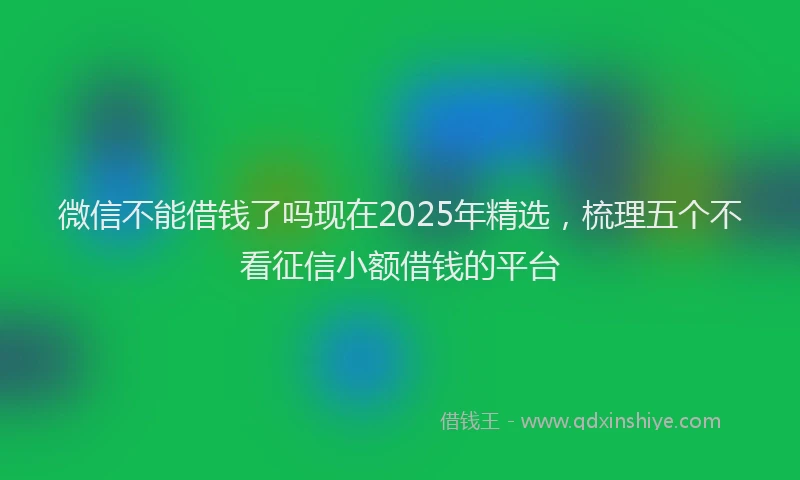 微信不能借钱了吗现在2025年精选，梳理五个不看征信小额借钱的平台