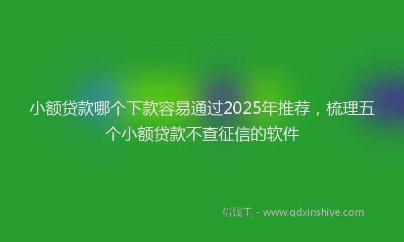 小额贷款哪个下款容易通过2025年推荐，梳理五个小额贷款不查征信的软件
