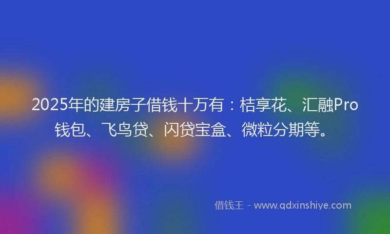 2025年的建房子借钱十万有：桔享花、汇融Pro钱包、飞鸟贷、闪贷宝盒、微粒分期等。
