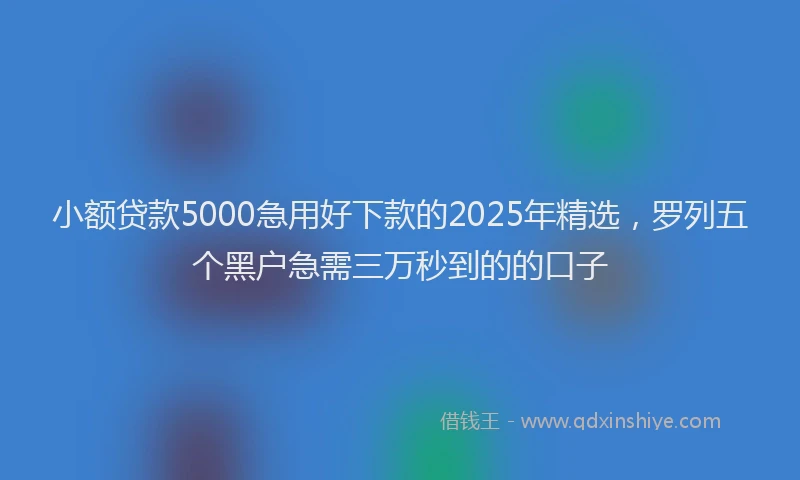 小额贷款5000急用好下款的2025年精选，罗列五个黑户急需三万秒到的的口子