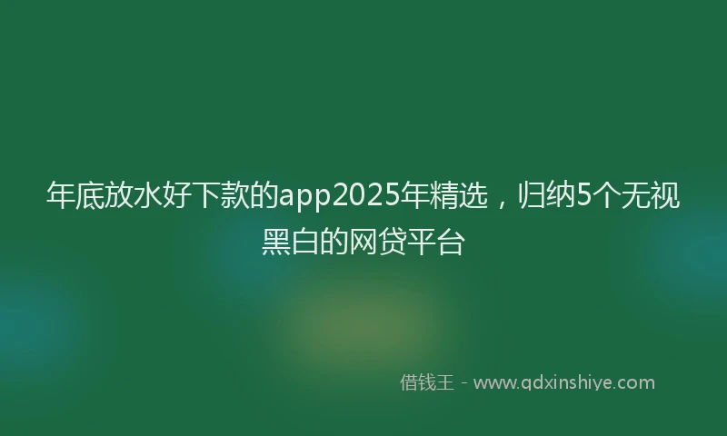 年底放水好下款的app2025年精选，归纳5个无视黑白的网贷平台