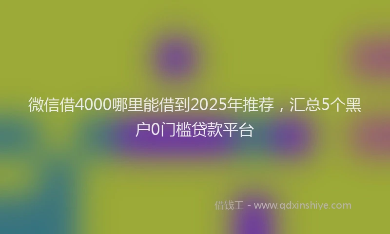 微信借4000哪里能借到2025年推荐，汇总5个黑户0门槛贷款平台