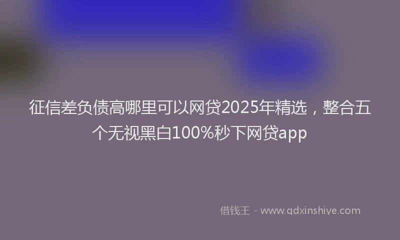 征信差负债高哪里可以网贷2025年精选，整合五个无视黑白100%秒下网贷app