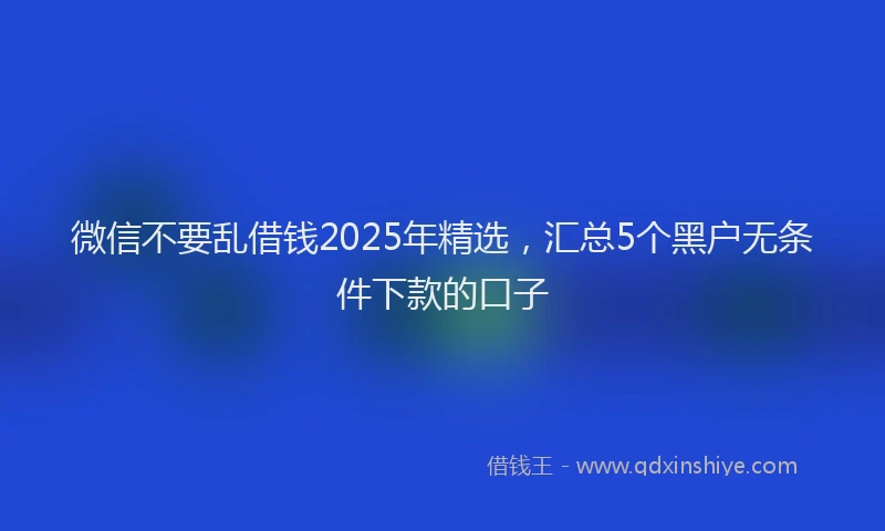 微信不要乱借钱2025年精选，汇总5个黑户无条件下款的口子