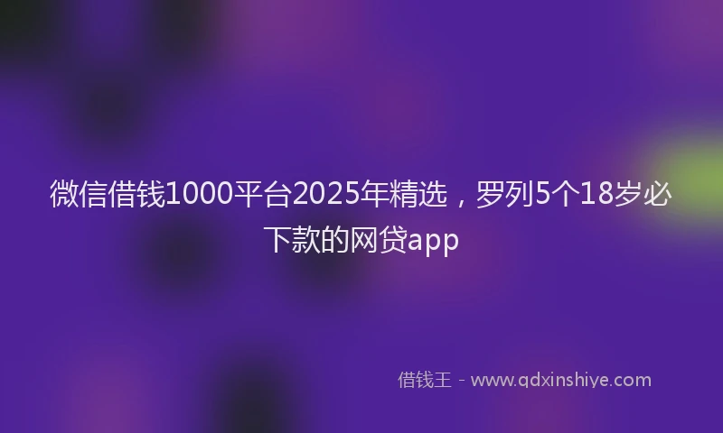 微信借钱1000平台2025年精选，罗列5个18岁必下款的网贷app