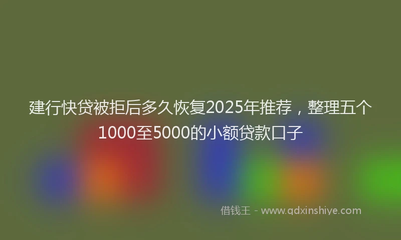 建行快贷被拒后多久恢复2025年推荐，整理五个1000至5000的小额贷款口子