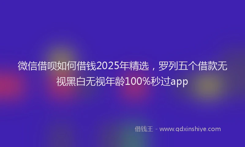 微信借呗如何借钱2025年精选，罗列五个借款无视黑白无视年龄100%秒过app