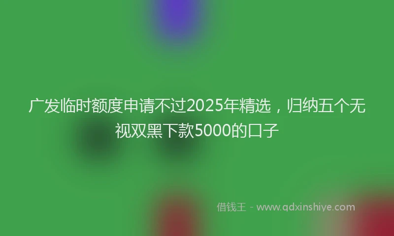 广发临时额度申请不过2025年精选，归纳五个无视双黑下款5000的口子