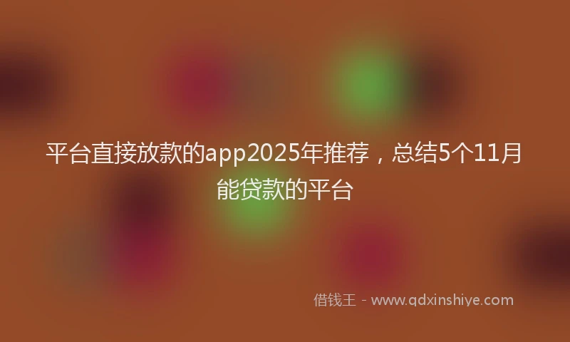 平台直接放款的app2025年推荐，总结5个11月能贷款的平台