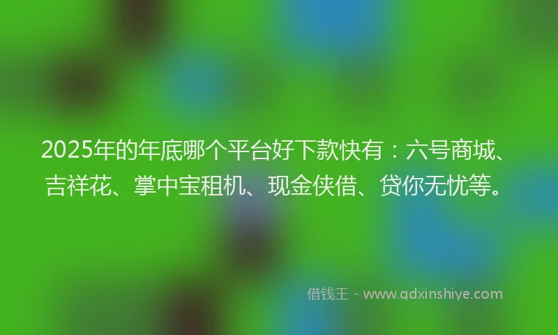 2025年的年底哪个平台好下款快有：六号商城、吉祥花、掌中宝租机、现金侠借、贷你无忧等。