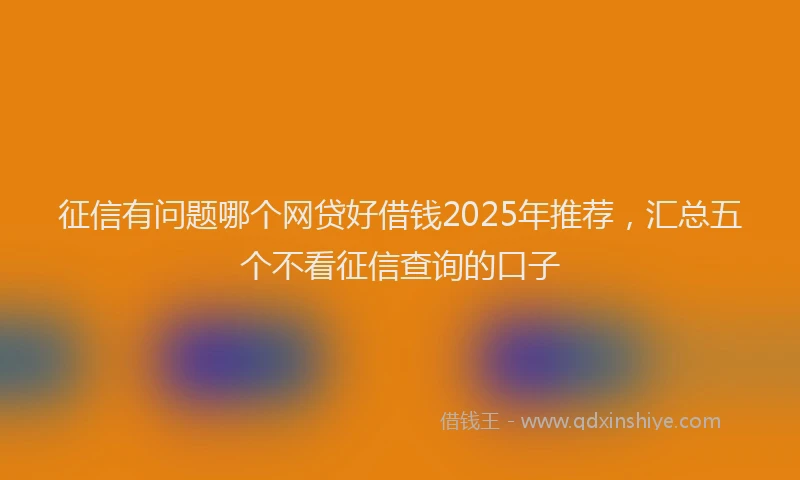 征信有问题哪个网贷好借钱2025年推荐，汇总五个不看征信查询的口子