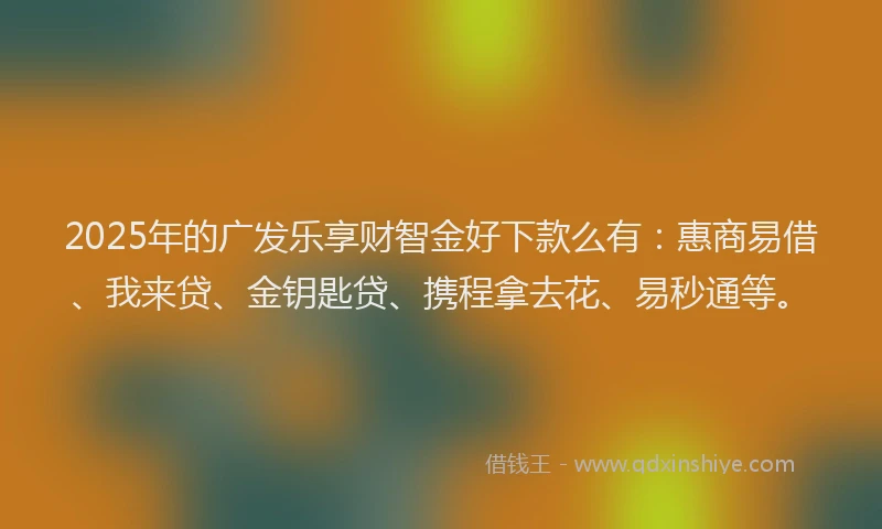 2025年的广发乐享财智金好下款么有：惠商易借、我来贷、金钥匙贷、携程拿去花、易秒通等。