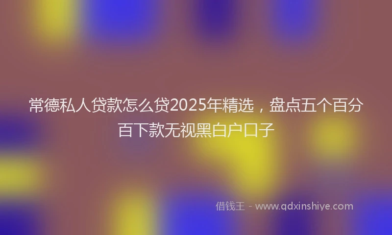 常德私人贷款怎么贷2025年精选，盘点五个百分百下款无视黑白户口子