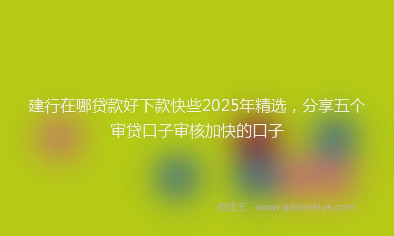 建行在哪贷款好下款快些2025年精选，分享五个审贷口子审核加快的口子