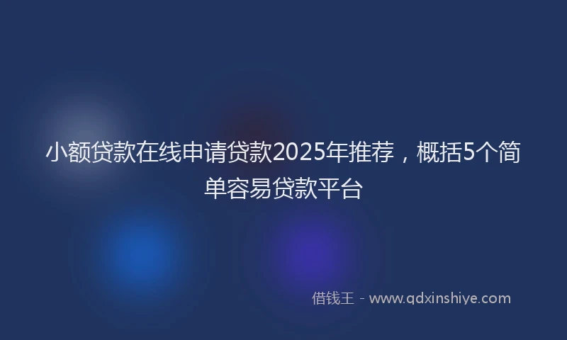 小额贷款在线申请贷款2025年推荐，概括5个简单容易贷款平台