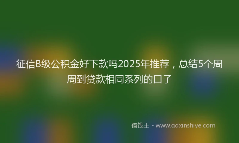 征信B级公积金好下款吗2025年推荐，总结5个周周到贷款相同系列的口子
